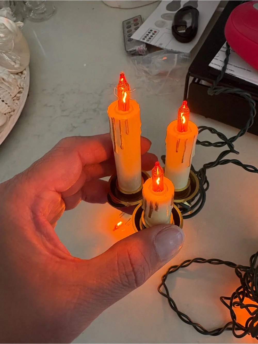 Vintage-Style Orange Candle String Lights - Unbranded